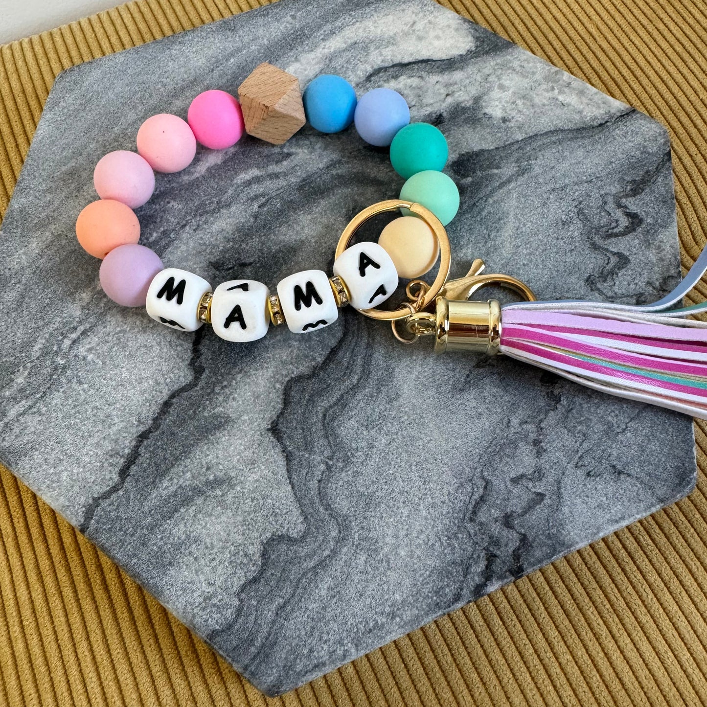 Silicone Bracelet Keychain - Mama Rainbow