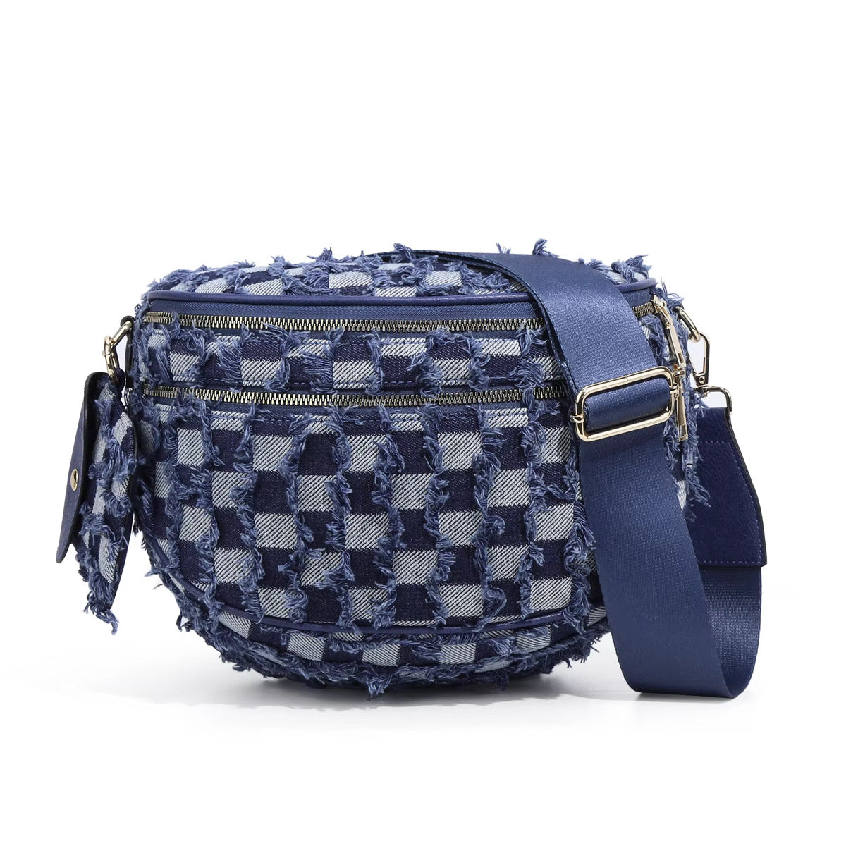 The Roni Nylon Crossbody - Checkered Denim - PREORDER