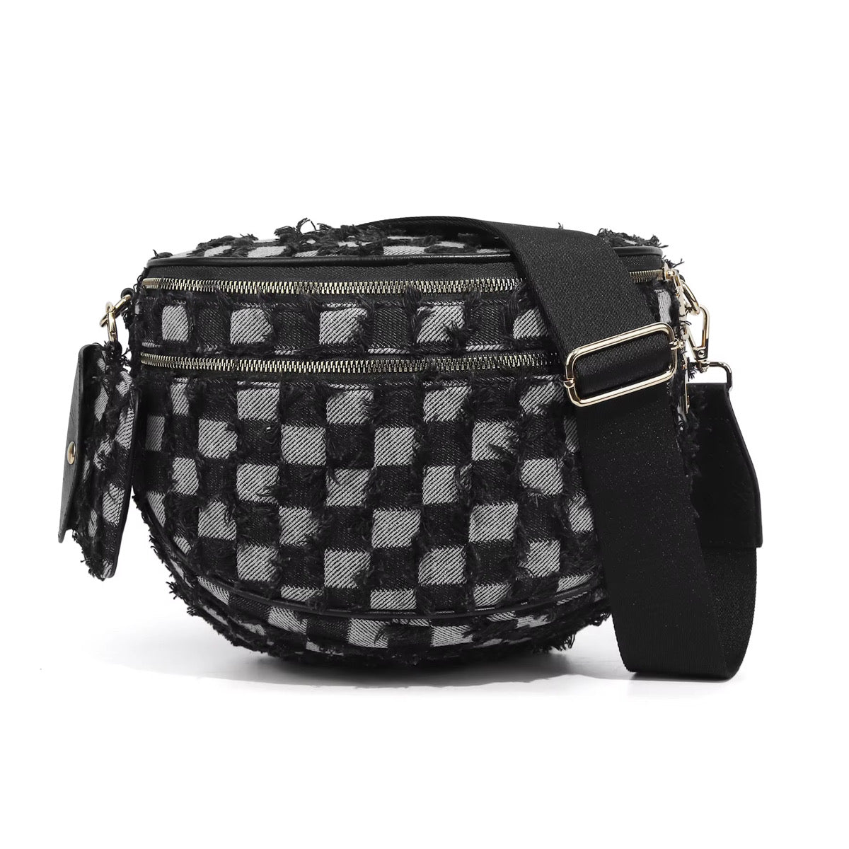The Roni Nylon Crossbody - Checkered Denim - PREORDER