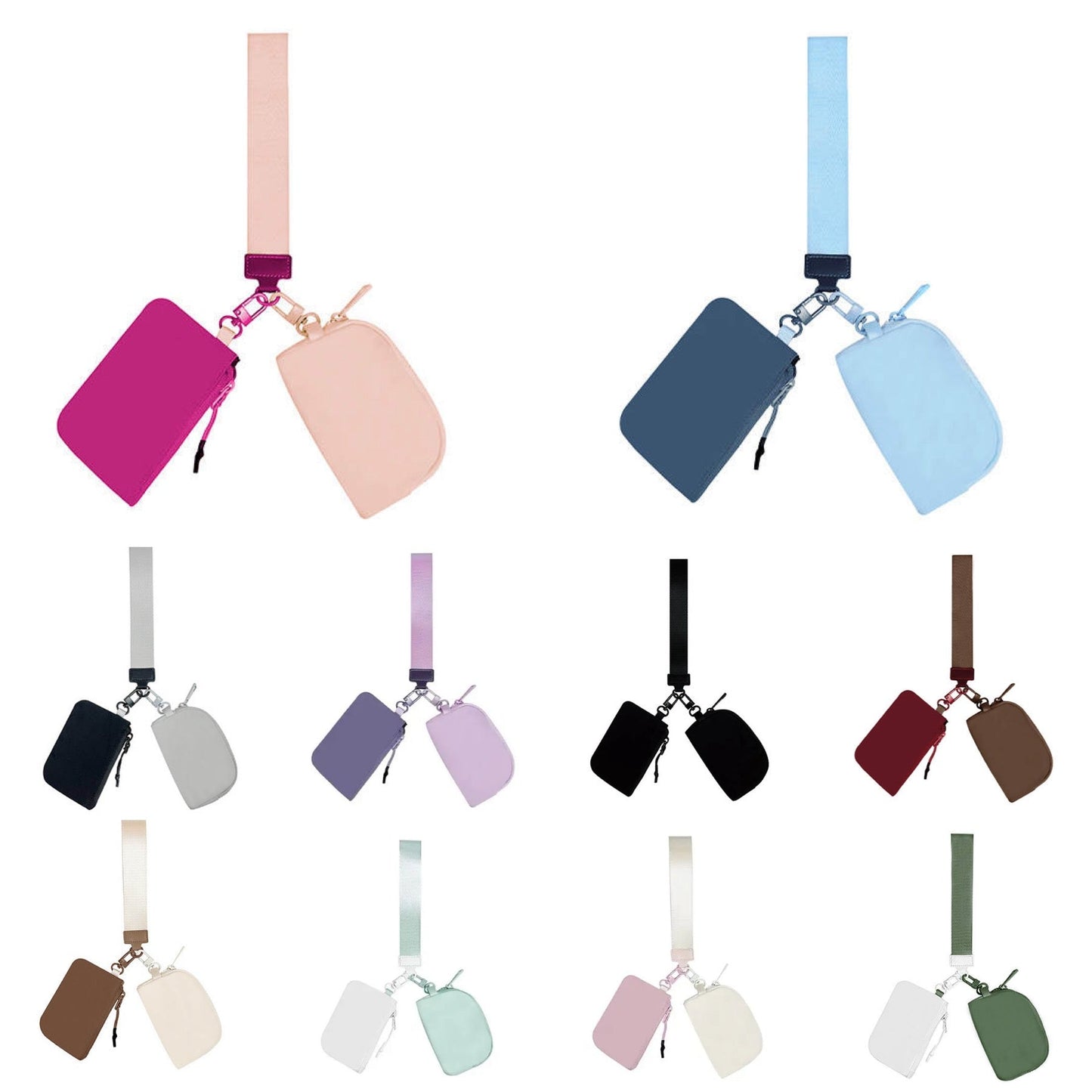 Nylon Wristlet + Double Mini Pouch Set