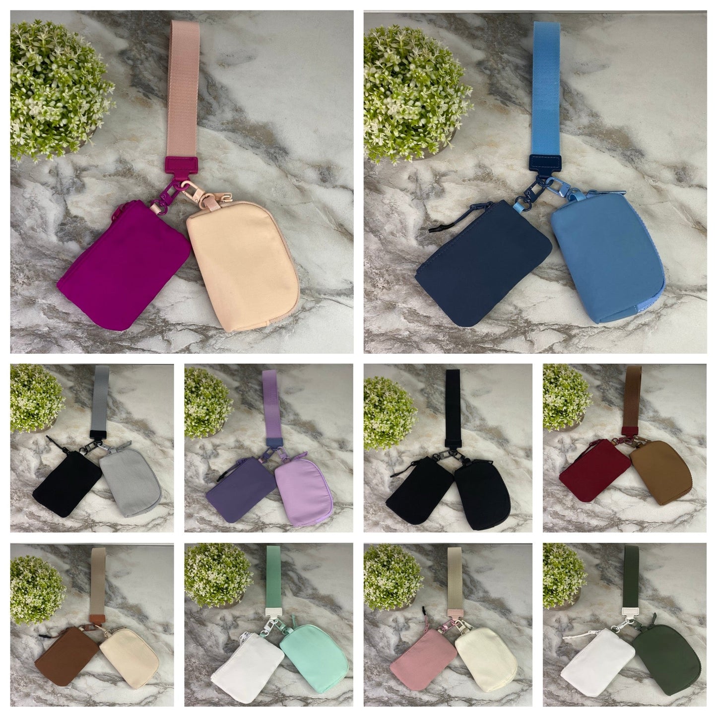 Nylon Wristlet + Double Mini Pouch Set