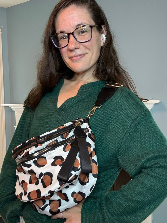 The Roni Nylon Crossbody - Brown Leopard