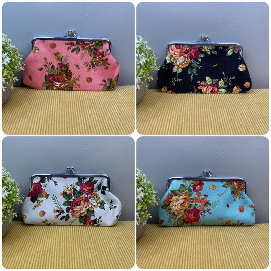 Clamshell Coin Purse Wallet Rectangle (Larger) - Floral