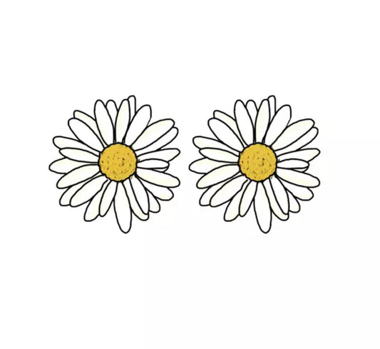 Acrylic Stud Earrings - White Daisy