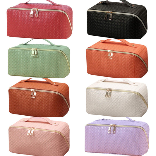 Oversized Lay Flat Cosmetic Bag - Woven Solids - PREORDER