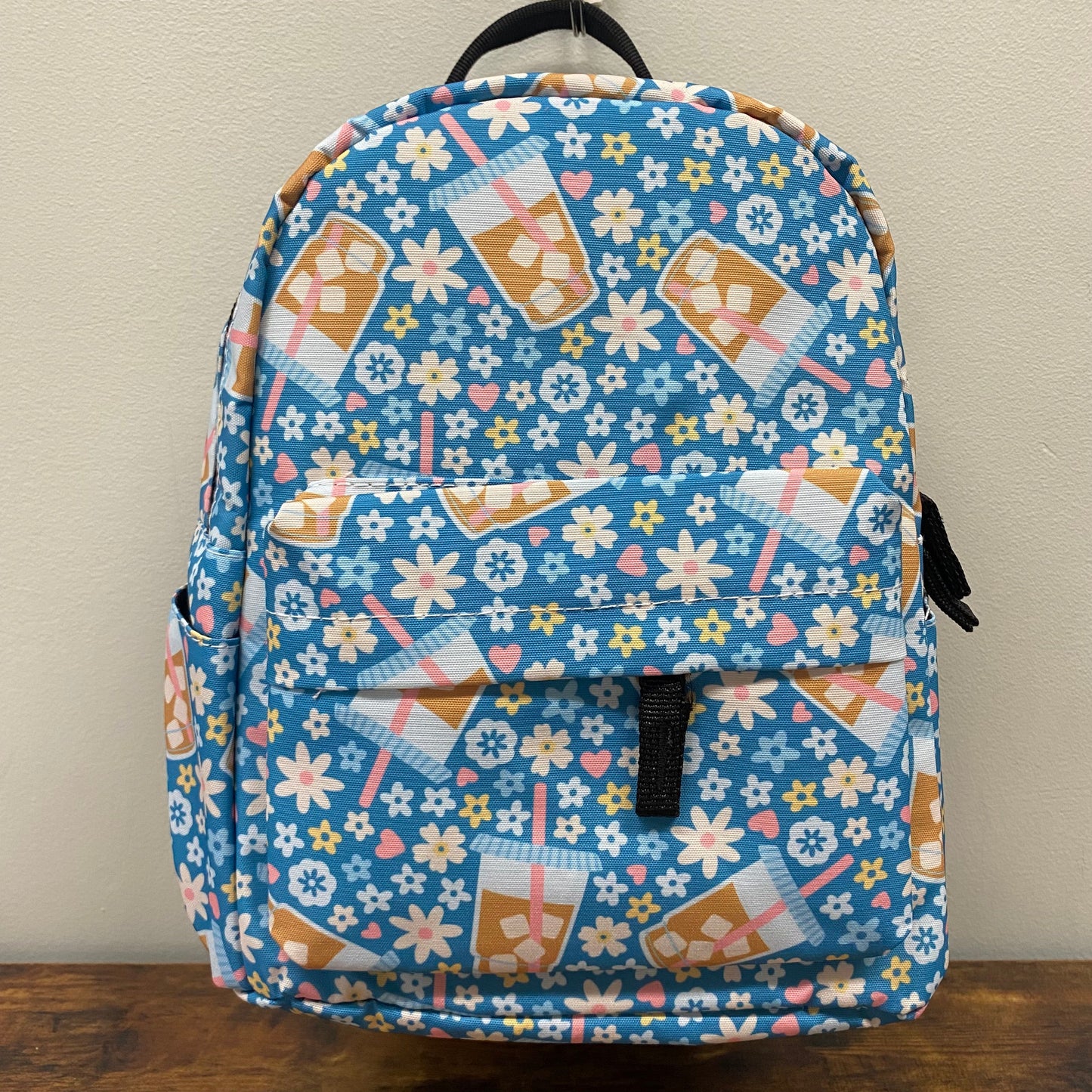 Mini Backpack - Coffee Blue Floral