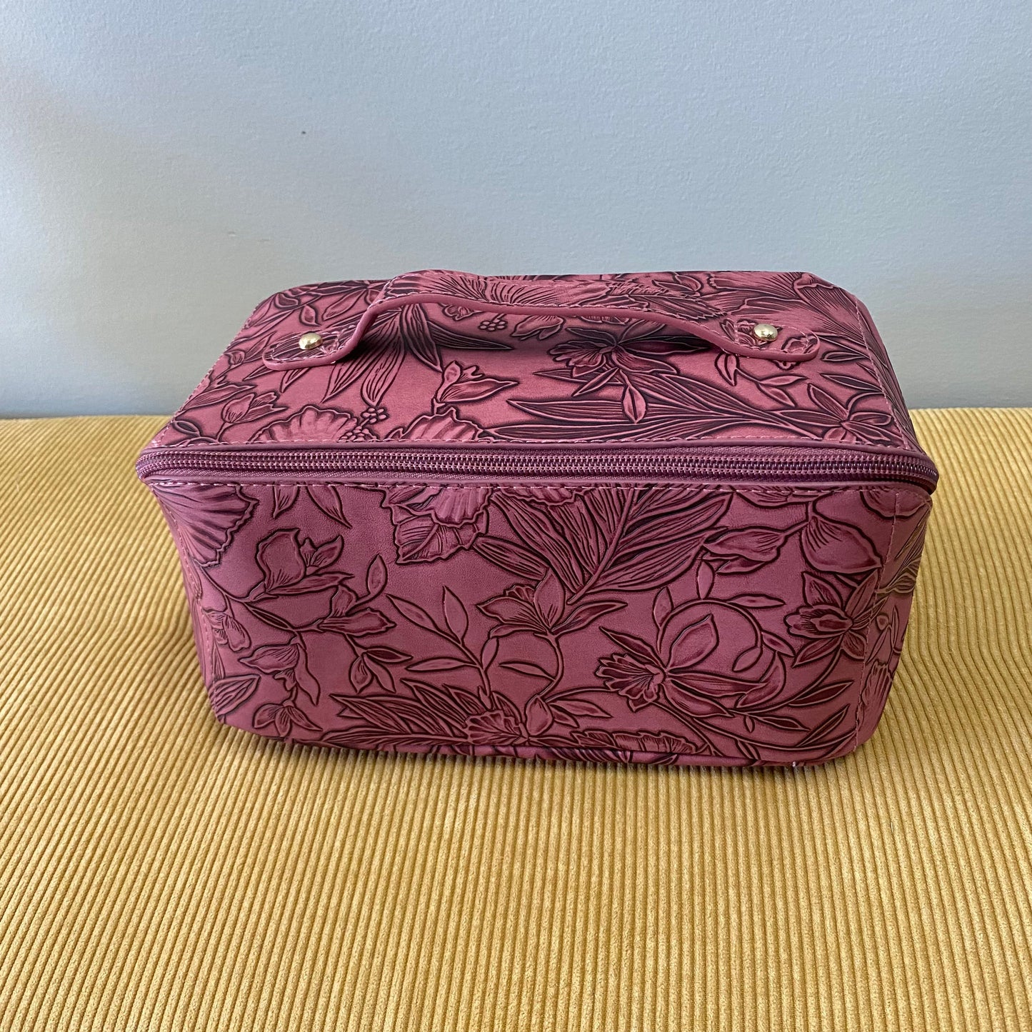 Oversized Lay Flat Cosmetic Bag - Embossed Floral