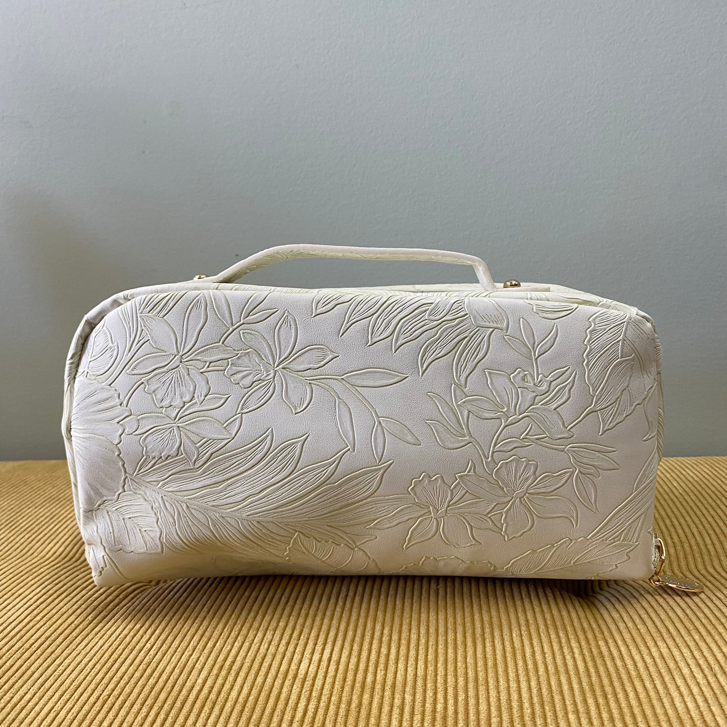 Oversized Lay Flat Cosmetic Bag - Embossed Floral