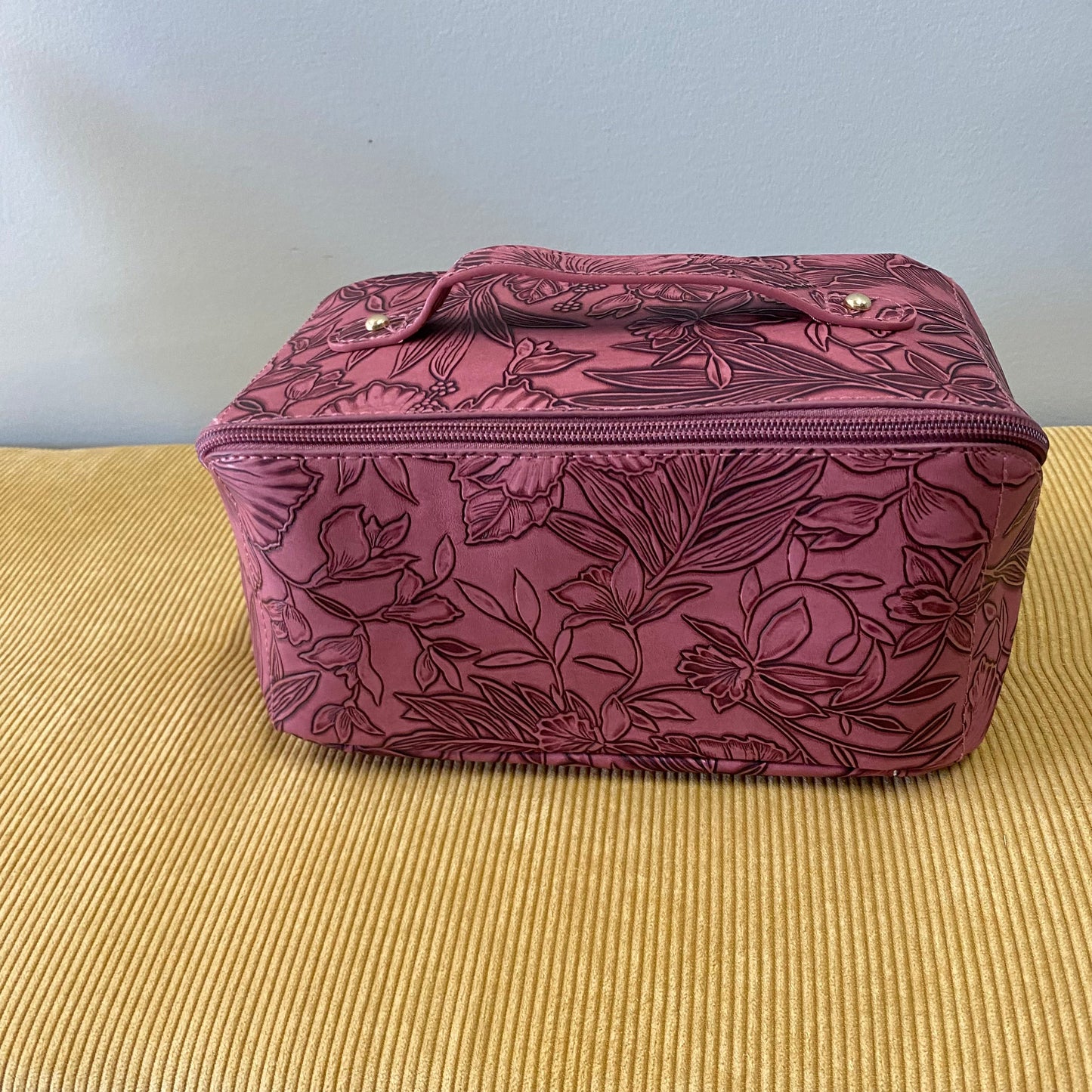 Oversized Lay Flat Cosmetic Bag - Embossed Floral