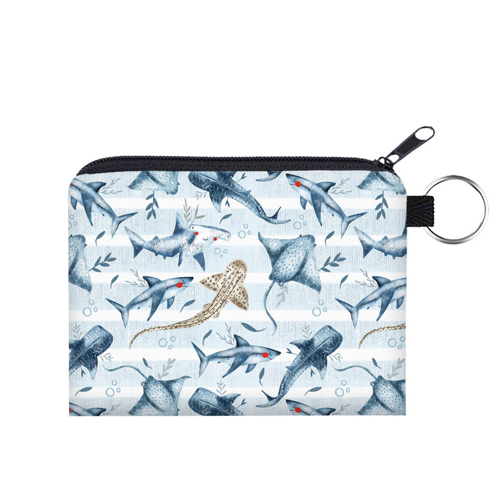 Mini Pouch - Ocean Blue Stripe Stingray Shark