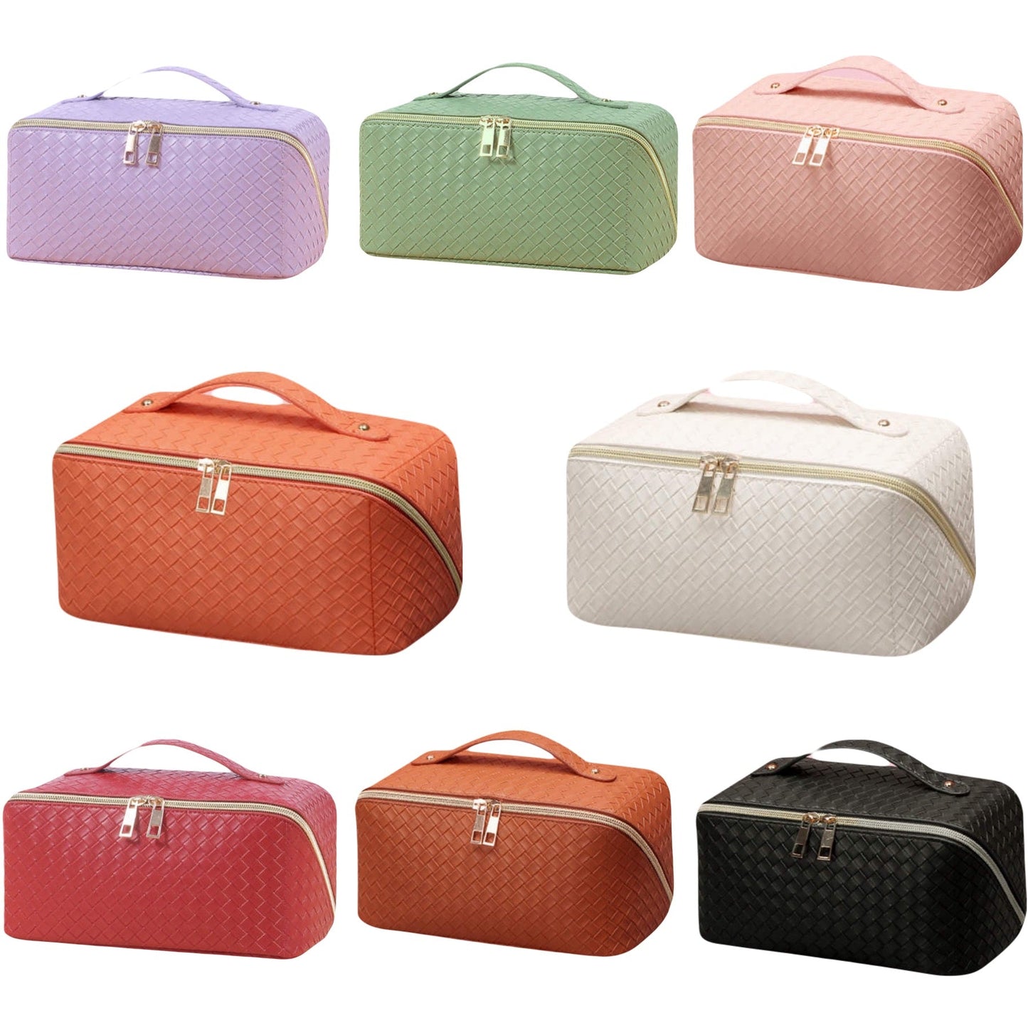 Oversized Lay Flat Cosmetic Bag - Woven Solids