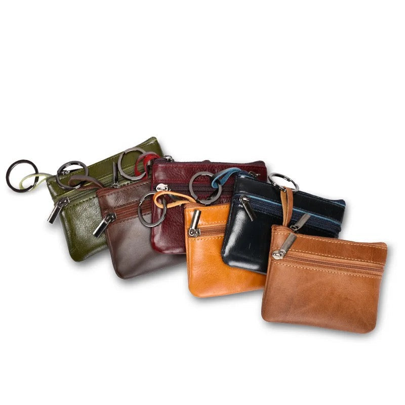 Card Holder Wallet Keychain - Genuine Leather