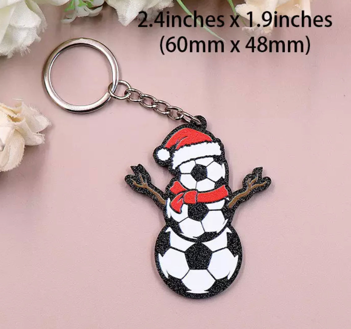 Keychain - Christmas Soccer Snowman
