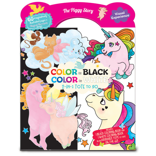 Color on Black, Color on White Tote - Unicorn