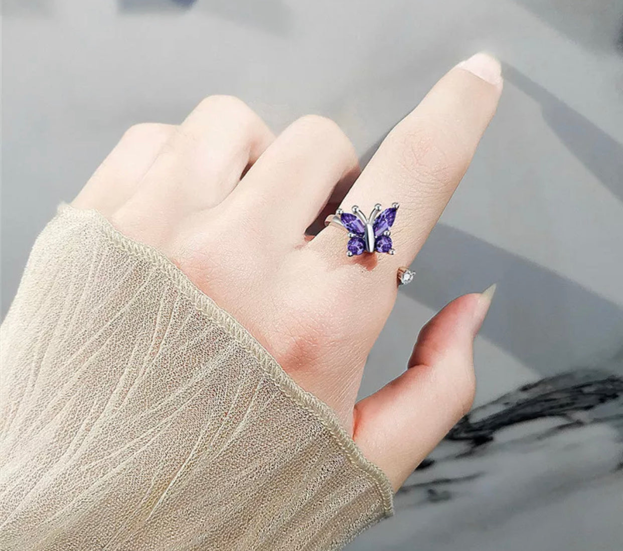 Ring - Adjustable Purple Butterfly Fidget Ring